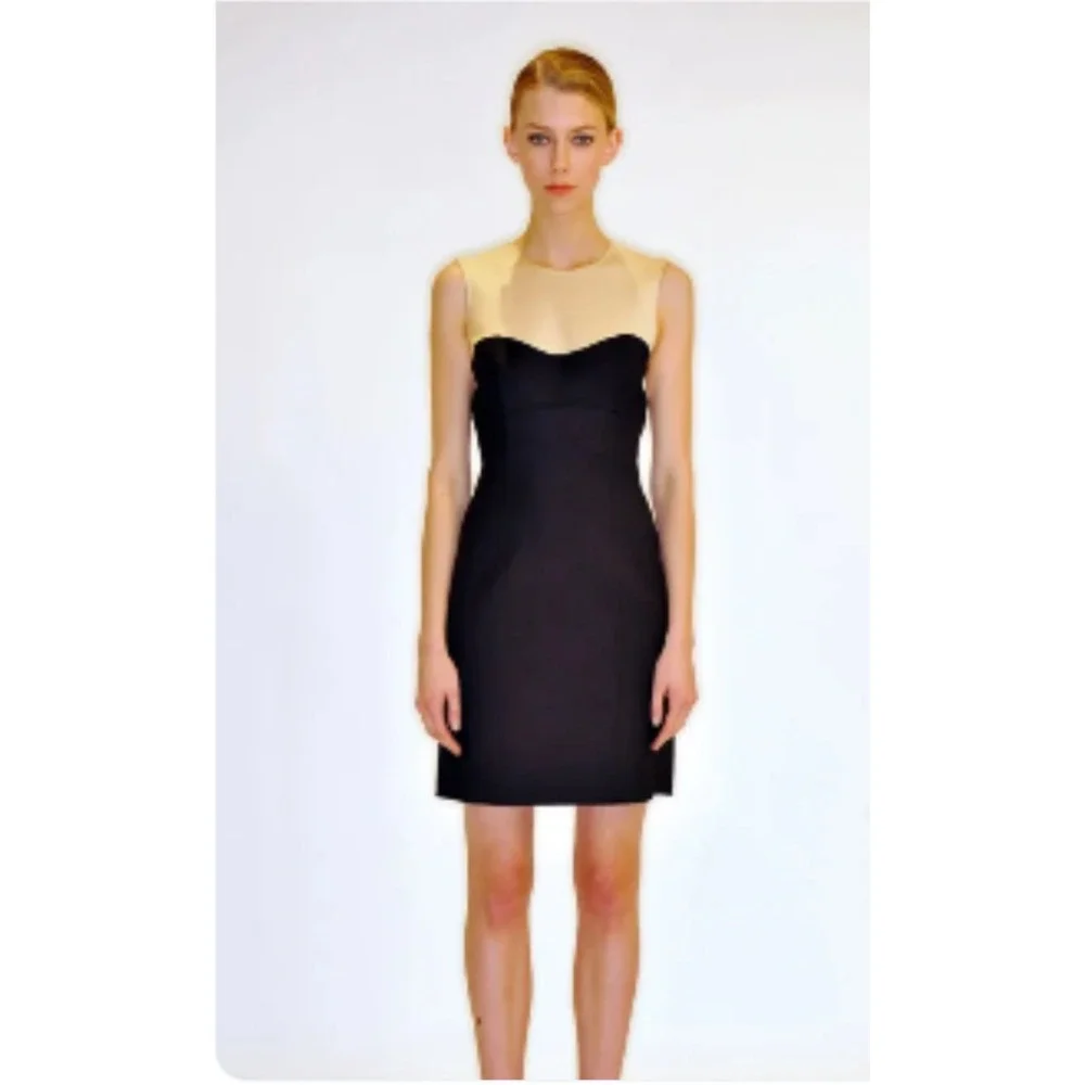 Michael Kors Italy Dress Colorblock Sheath Bodycon Black Sleeveless Corset 10